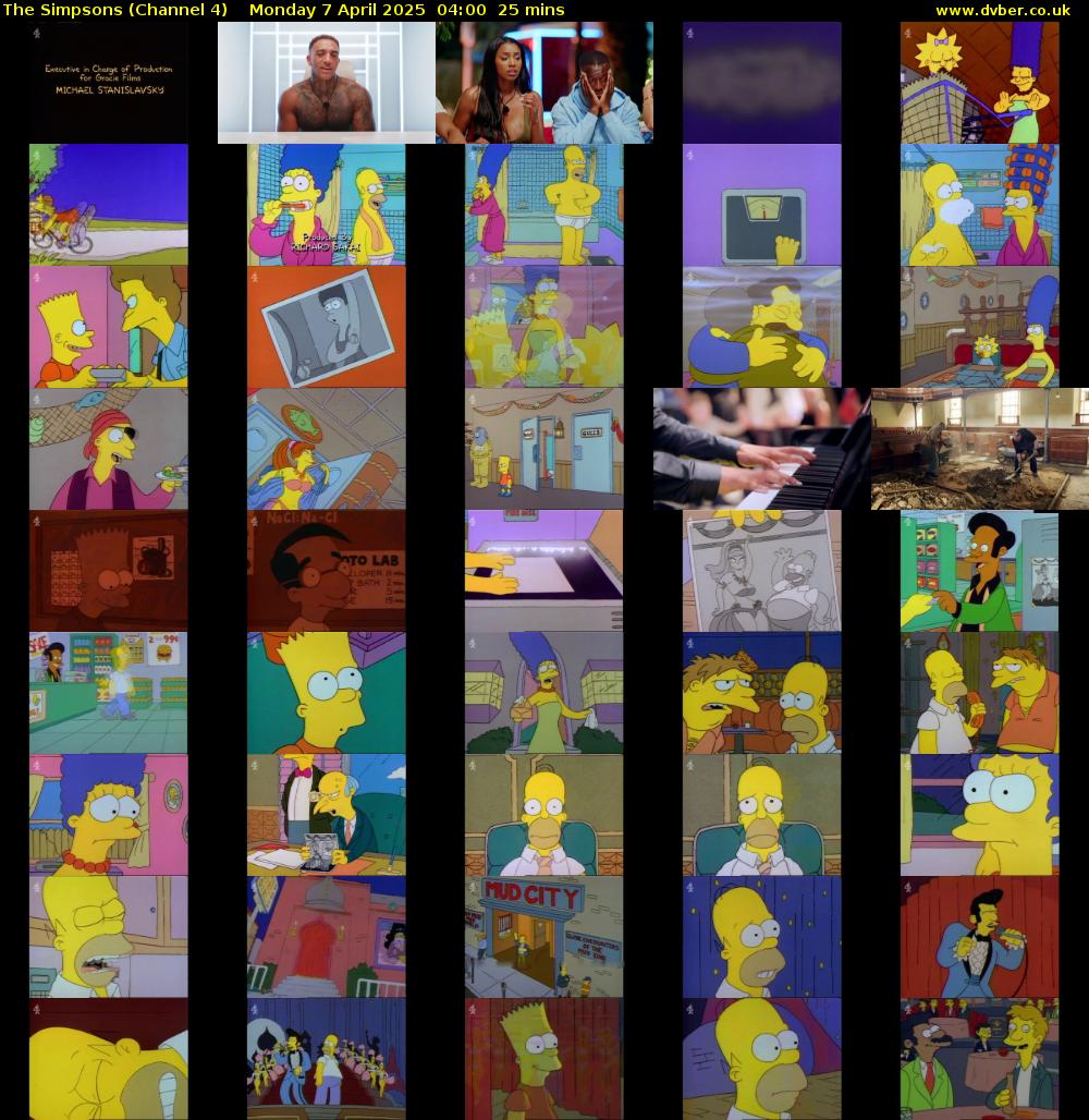 The Simpsons (Channel 4) Monday 7 April 2025 04:00 - 04:25