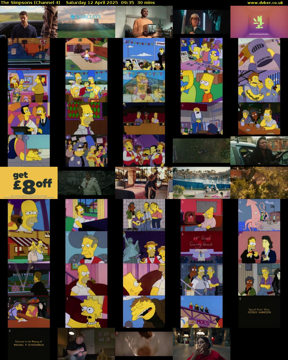 The Simpsons (Channel 4) Saturday 12 April 2025 09:35 - 10:05