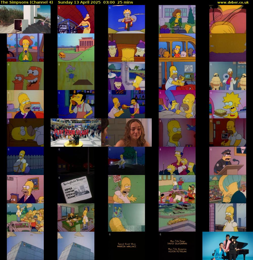 The Simpsons (Channel 4) Sunday 13 April 2025 03:00 - 03:25