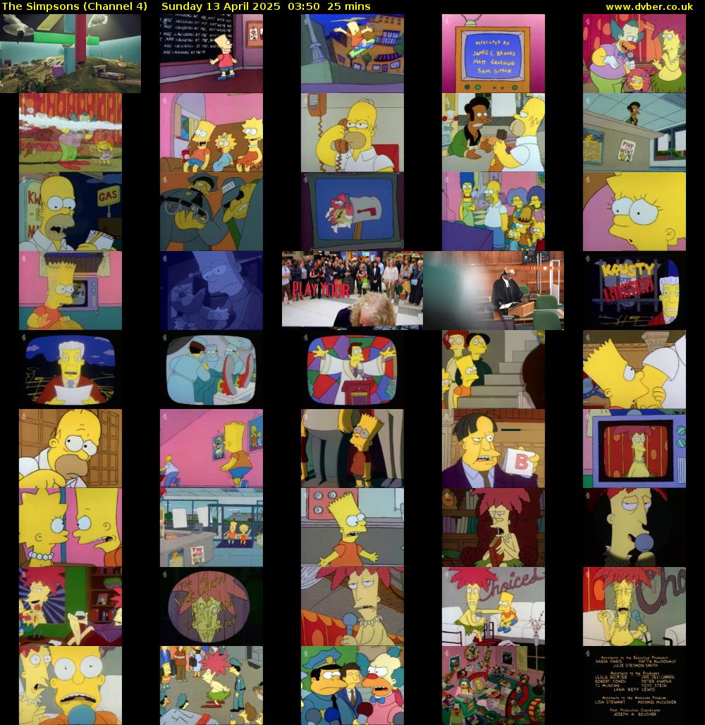The Simpsons (Channel 4) Sunday 13 April 2025 03:50 - 04:15