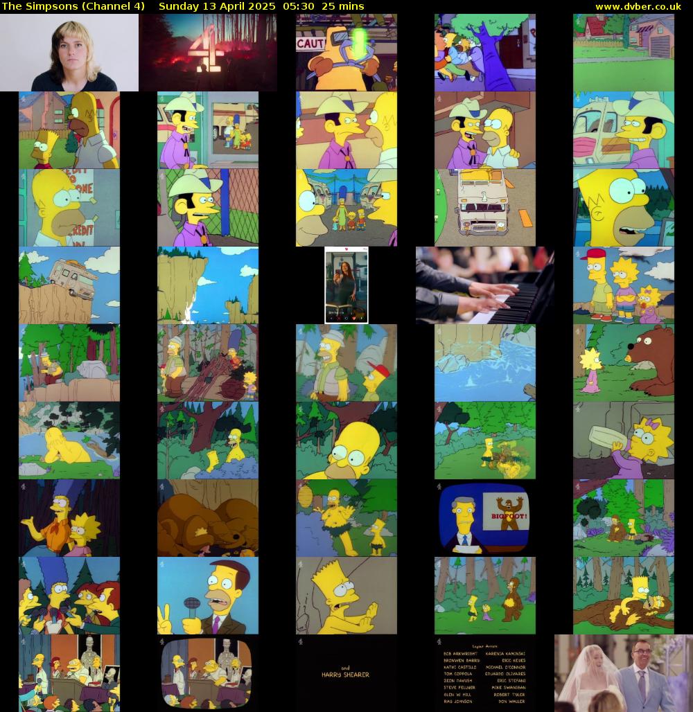 The Simpsons (Channel 4) Sunday 13 April 2025 05:30 - 05:55