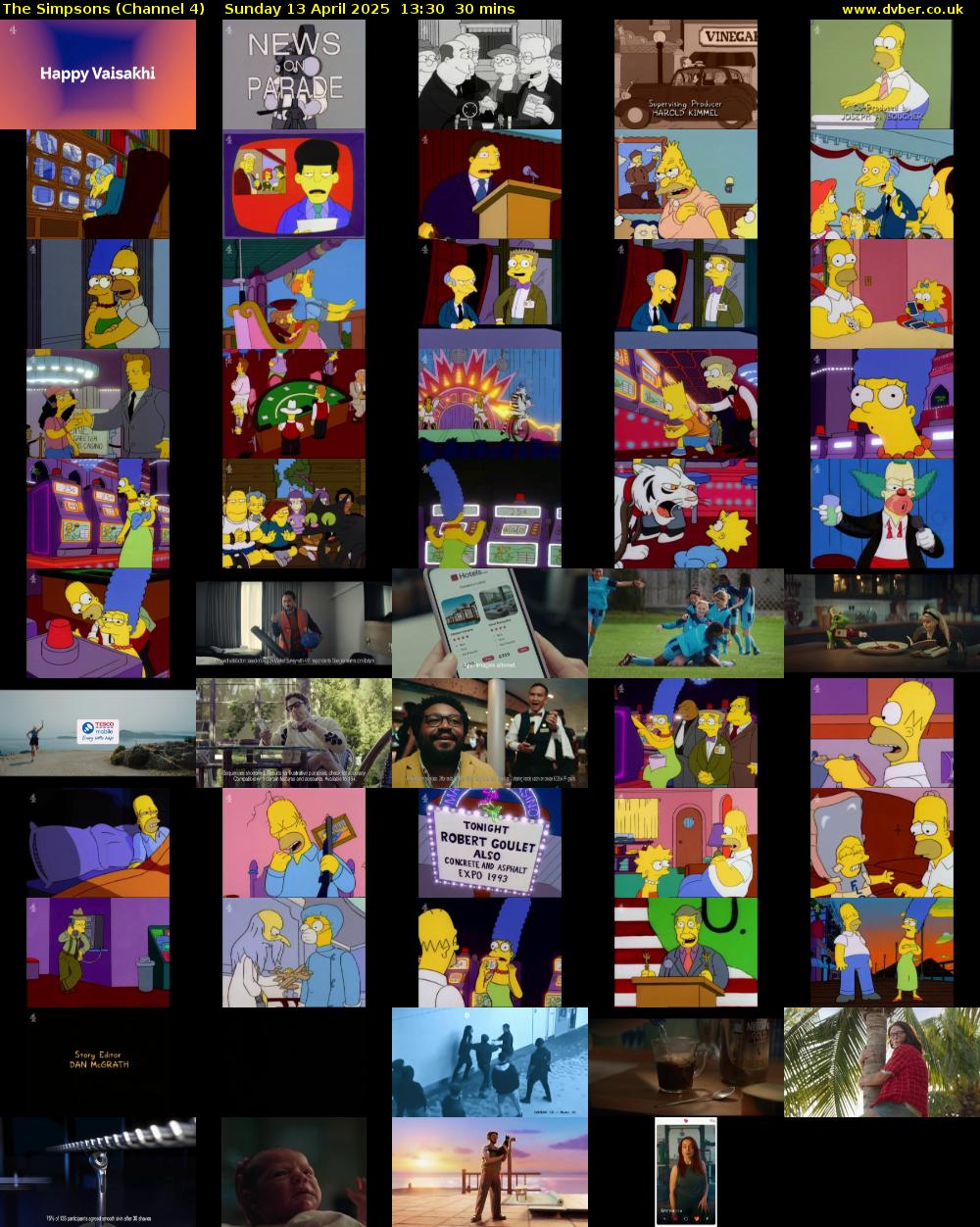 The Simpsons (Channel 4) Sunday 13 April 2025 13:30 - 14:00