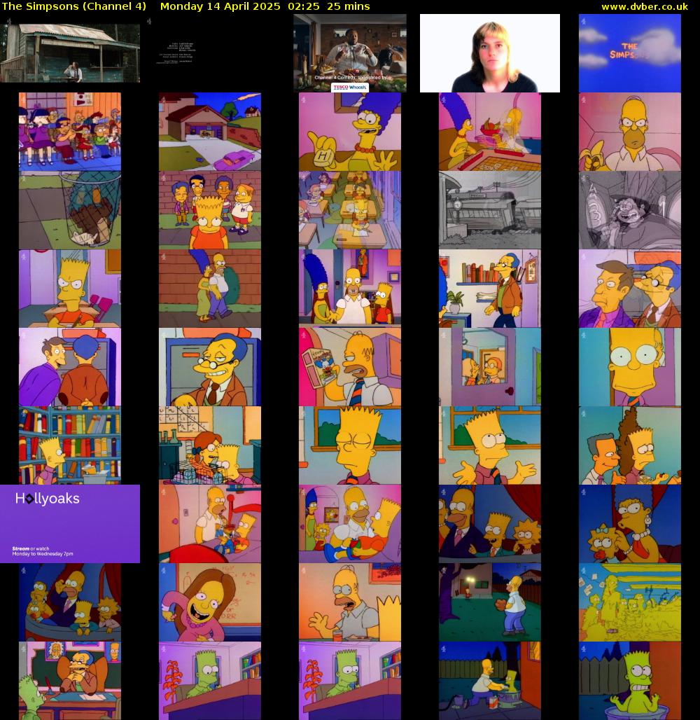 The Simpsons (Channel 4) Monday 14 April 2025 02:25 - 02:50