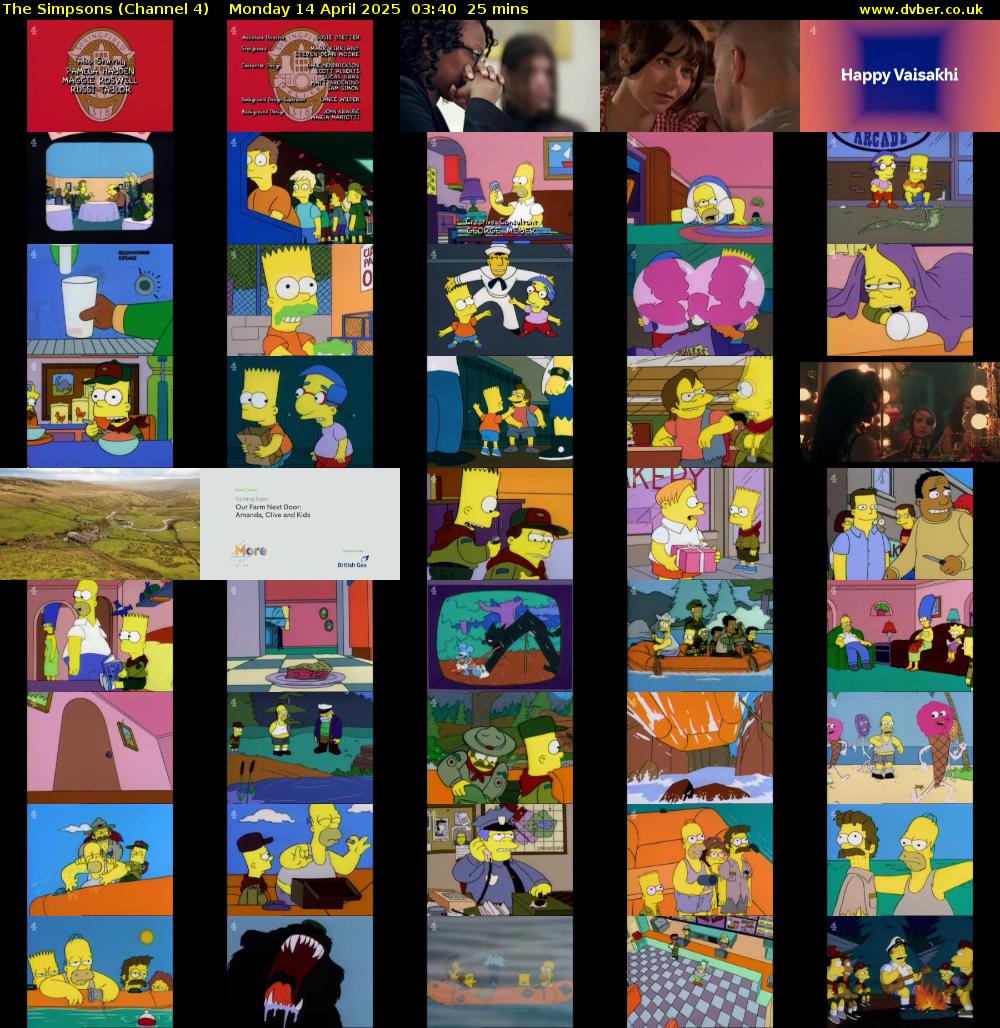 The Simpsons (Channel 4) Monday 14 April 2025 03:40 - 04:05