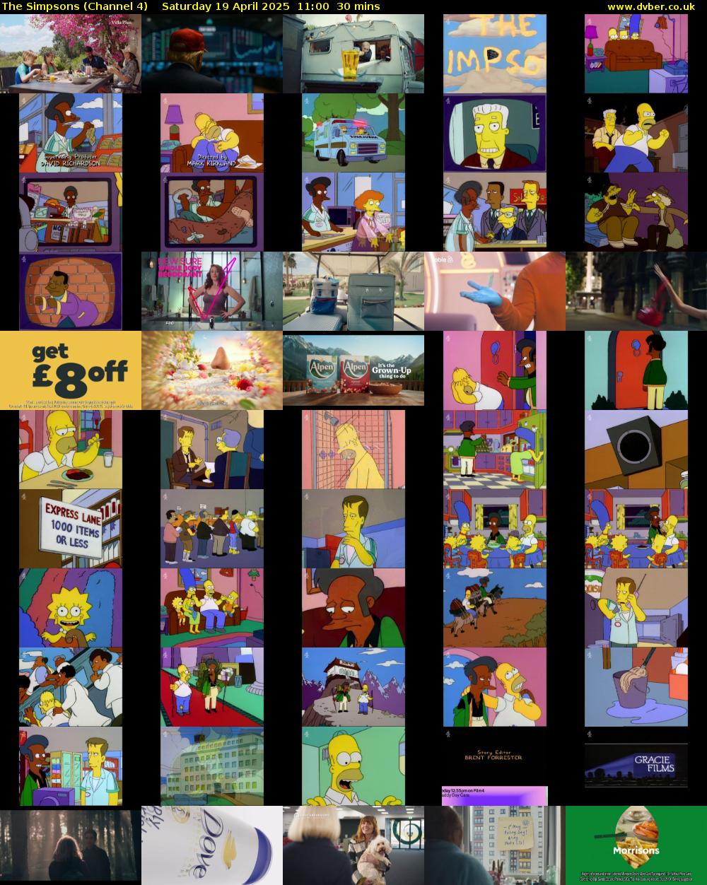The Simpsons (Channel 4) Saturday 19 April 2025 11:00 - 11:30