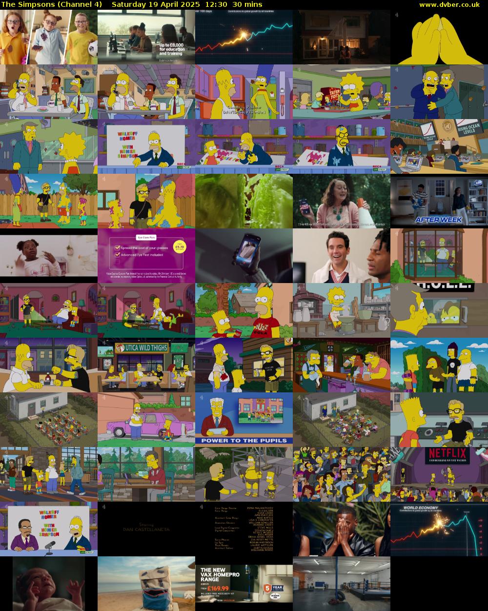 The Simpsons (Channel 4) Saturday 19 April 2025 12:30 - 13:00