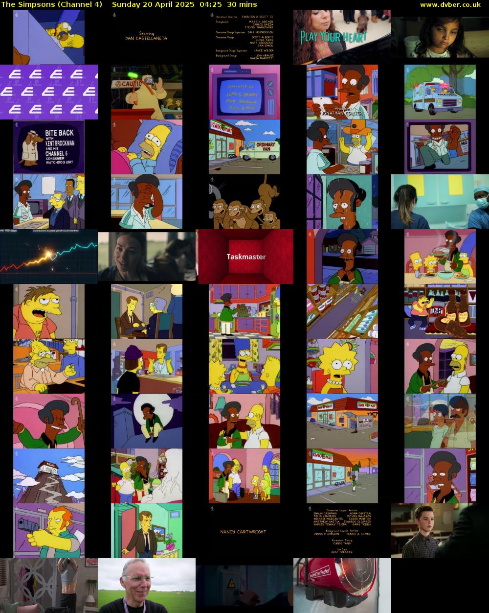 The Simpsons (Channel 4) Sunday 20 April 2025 04:25 - 04:55