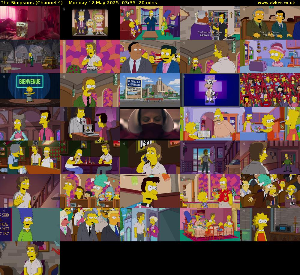 The Simpsons (Channel 4) Monday 12 May 2025 03:35 - 03:55