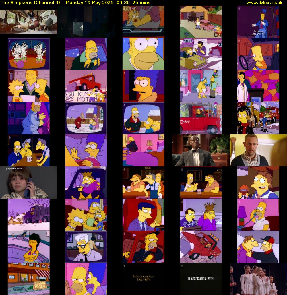 The Simpsons (Channel 4) Monday 19 May 2025 04:30 - 04:55