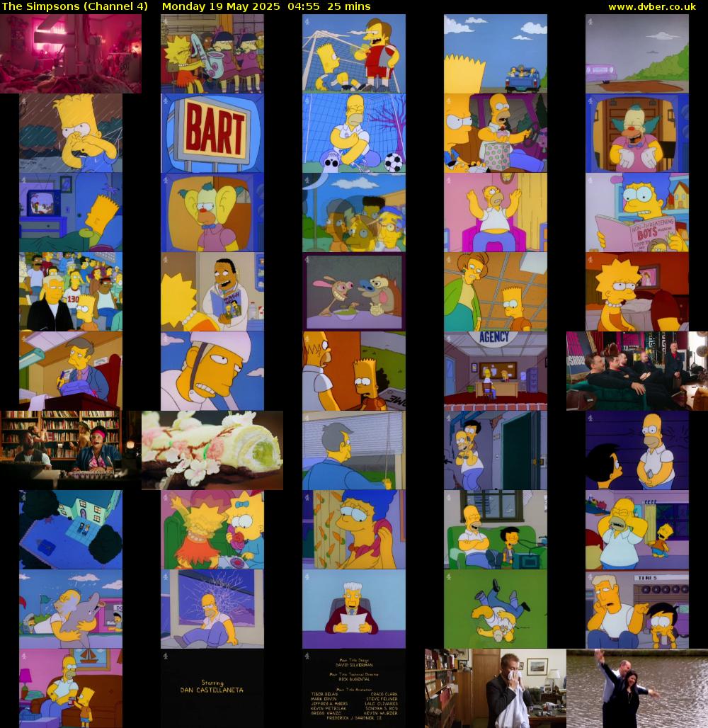 The Simpsons (Channel 4) Monday 19 May 2025 04:55 - 05:20
