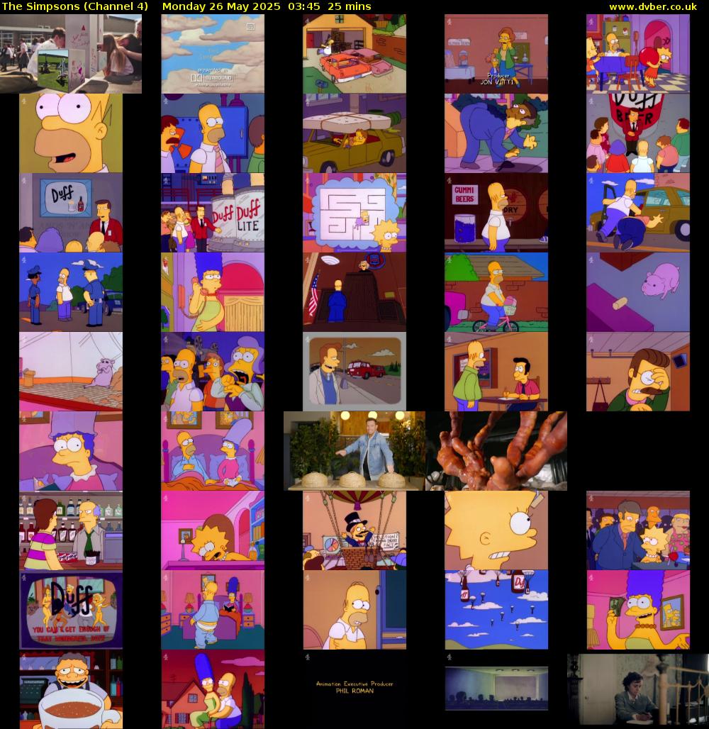 The Simpsons (Channel 4) Monday 26 May 2025 03:45 - 04:10