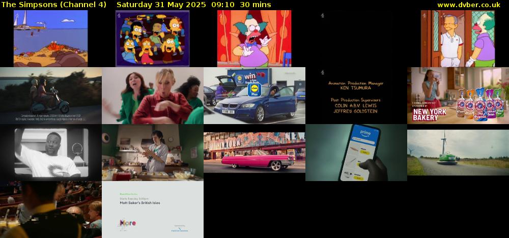 The Simpsons (Channel 4) Saturday 31 May 2025 09:10 - 09:40