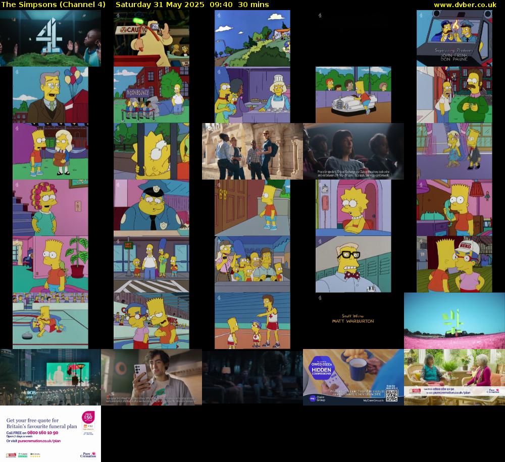 The Simpsons (Channel 4) Saturday 31 May 2025 09:40 - 10:10