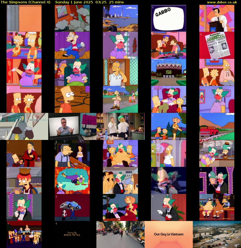 The Simpsons (Channel 4) Sunday 1 June 2025 03:25 - 03:50