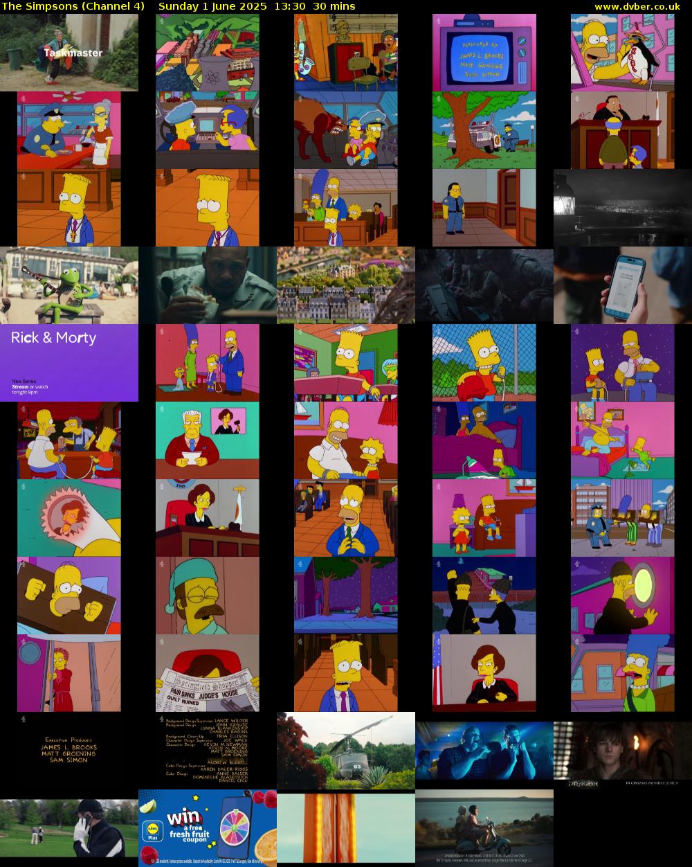 The Simpsons (Channel 4) Sunday 1 June 2025 13:30 - 14:00