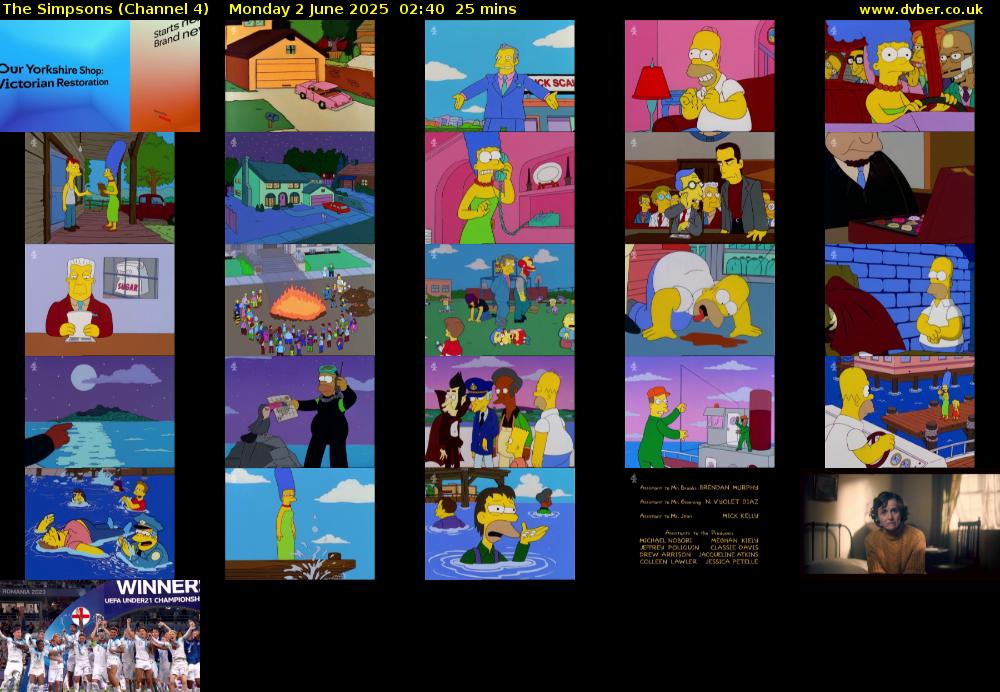 The Simpsons (Channel 4) Monday 2 June 2025 02:40 - 03:05