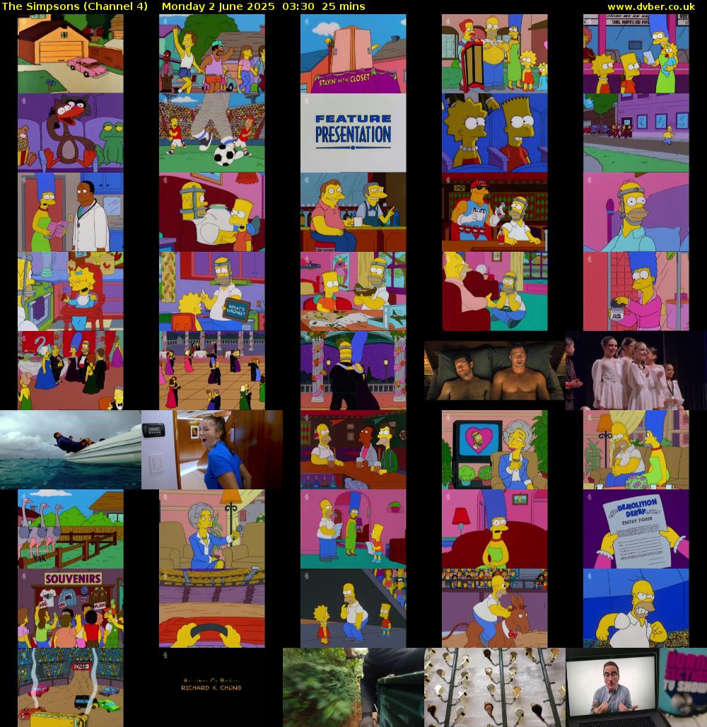 The Simpsons (Channel 4) Monday 2 June 2025 03:30 - 03:55