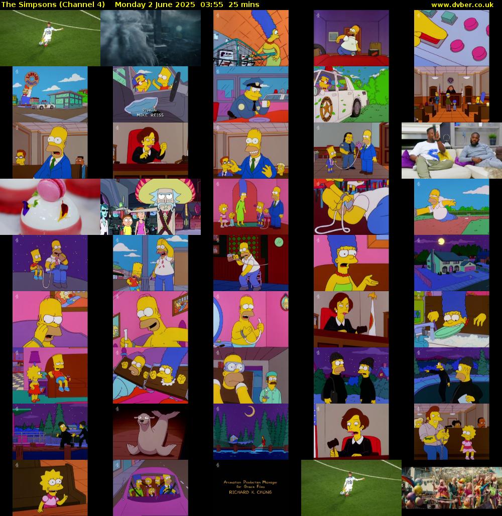 The Simpsons (Channel 4) Monday 2 June 2025 03:55 - 04:20