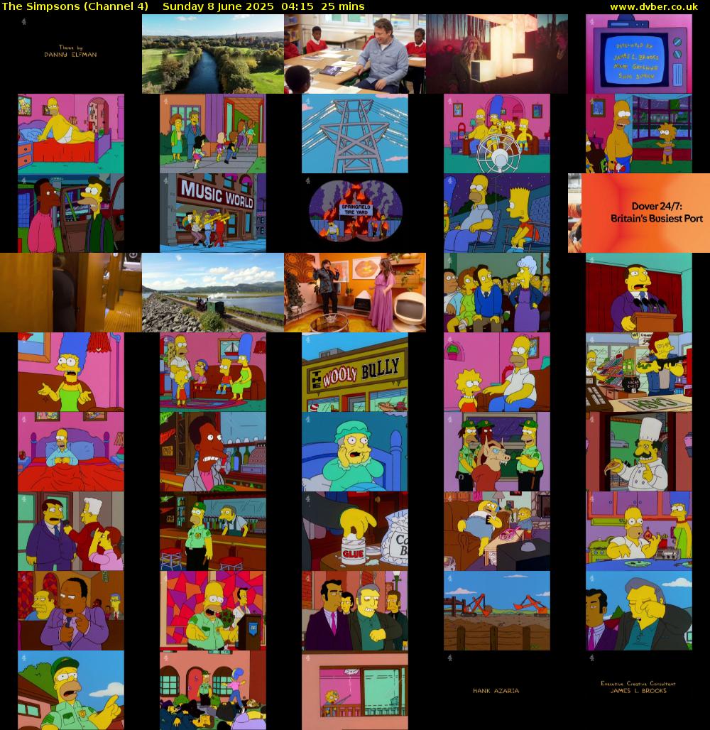 The Simpsons (Channel 4) Sunday 8 June 2025 04:15 - 04:40