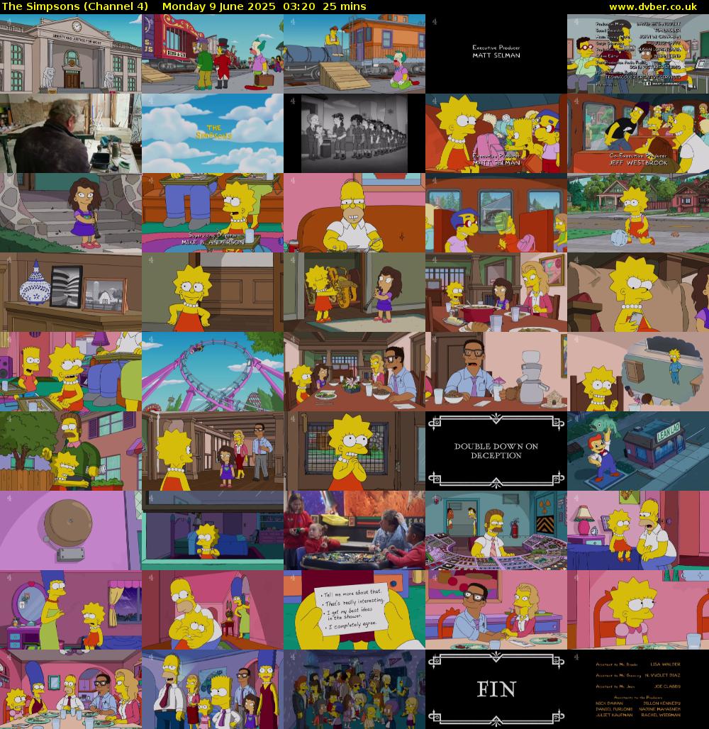 The Simpsons (Channel 4) Monday 9 June 2025 03:20 - 03:45