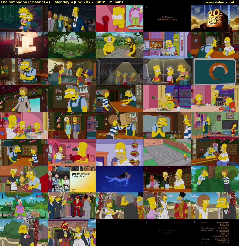 The Simpsons (Channel 4) Monday 9 June 2025 04:05 - 04:30