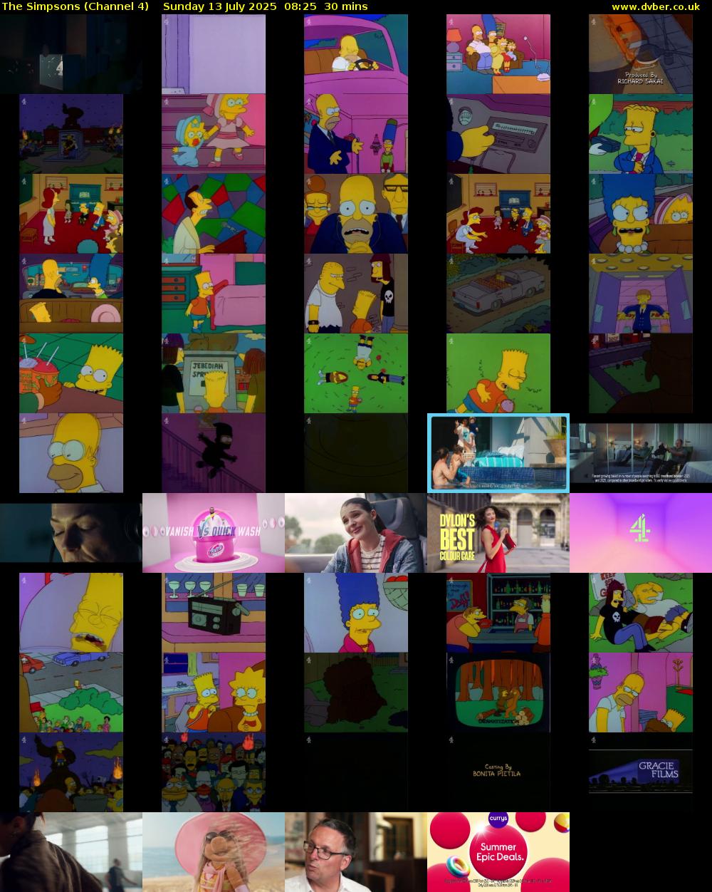 The Simpsons (Channel 4) Sunday 13 July 2025 08:25 - 08:55