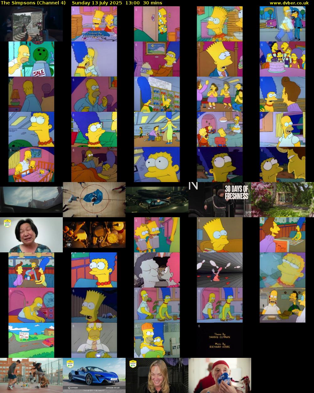 The Simpsons (Channel 4) Sunday 13 July 2025 13:00 - 13:30