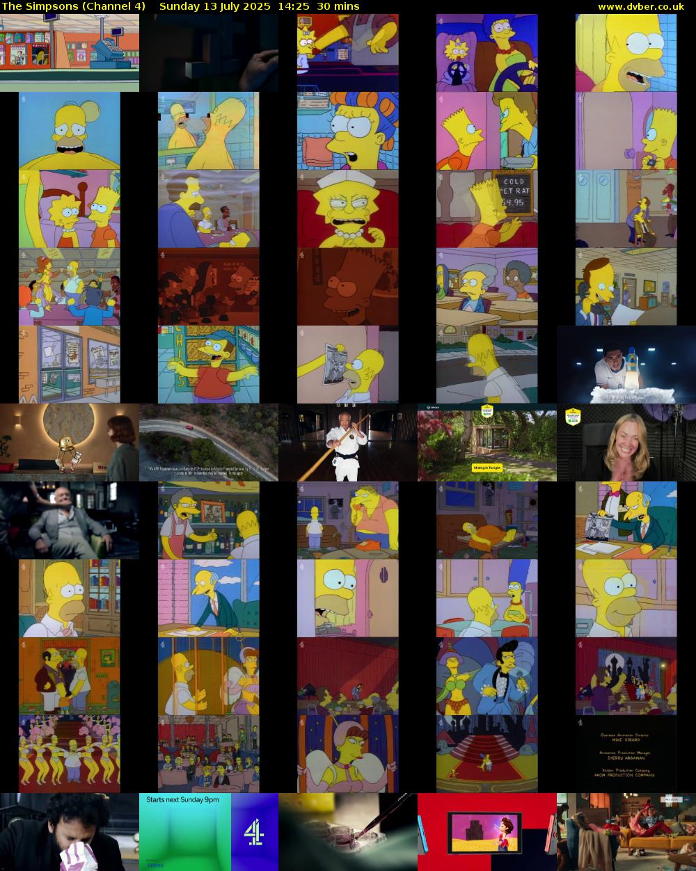 The Simpsons (Channel 4) Sunday 13 July 2025 14:25 - 14:55