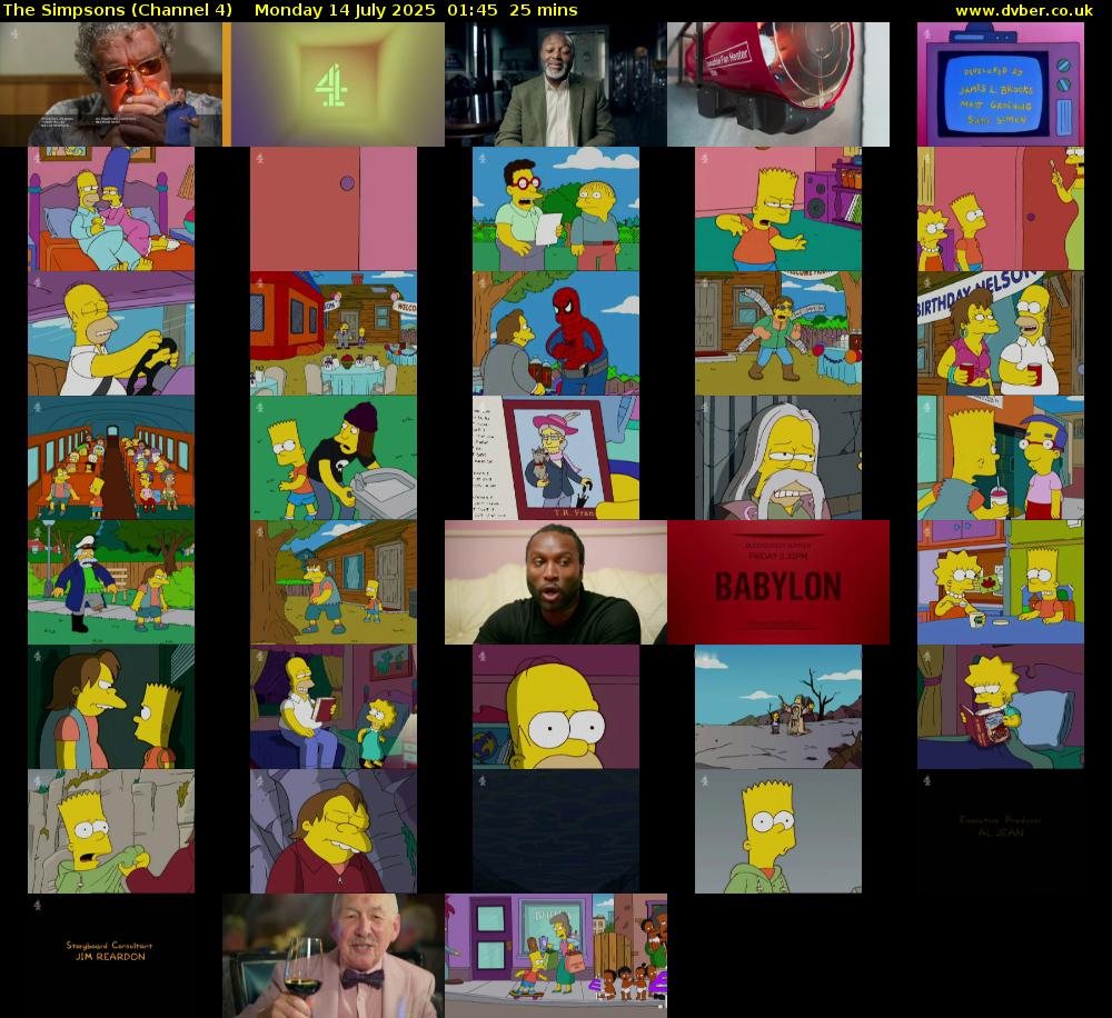 The Simpsons (Channel 4) Monday 14 July 2025 01:45 - 02:10