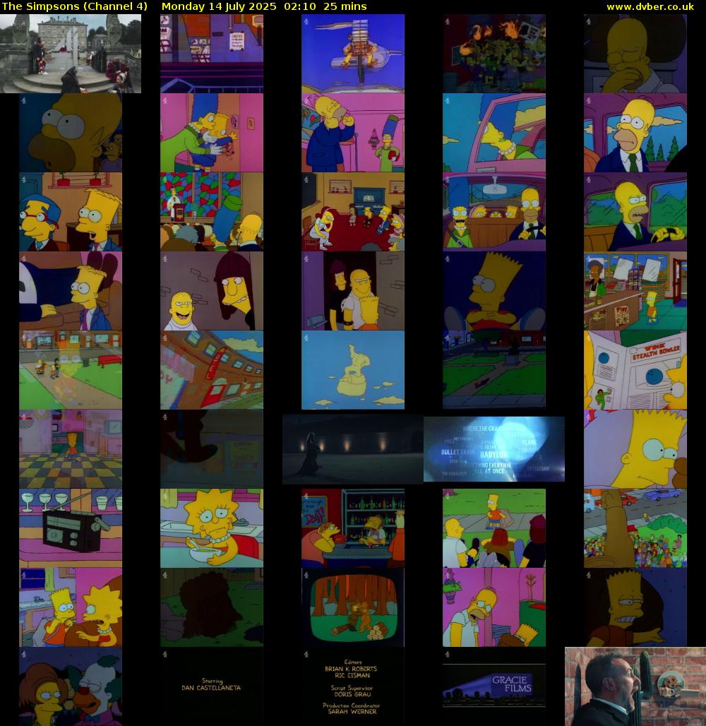 The Simpsons (Channel 4) Monday 14 July 2025 02:10 - 02:35