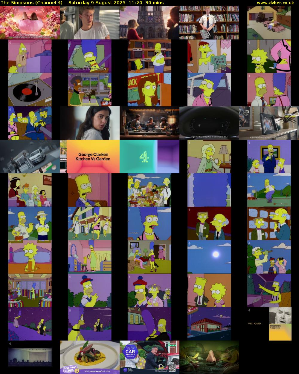 The Simpsons (Channel 4) Saturday 9 August 2025 11:20 - 11:50