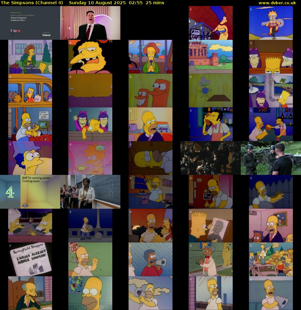 The Simpsons (Channel 4) Sunday 10 August 2025 02:55 - 03:20