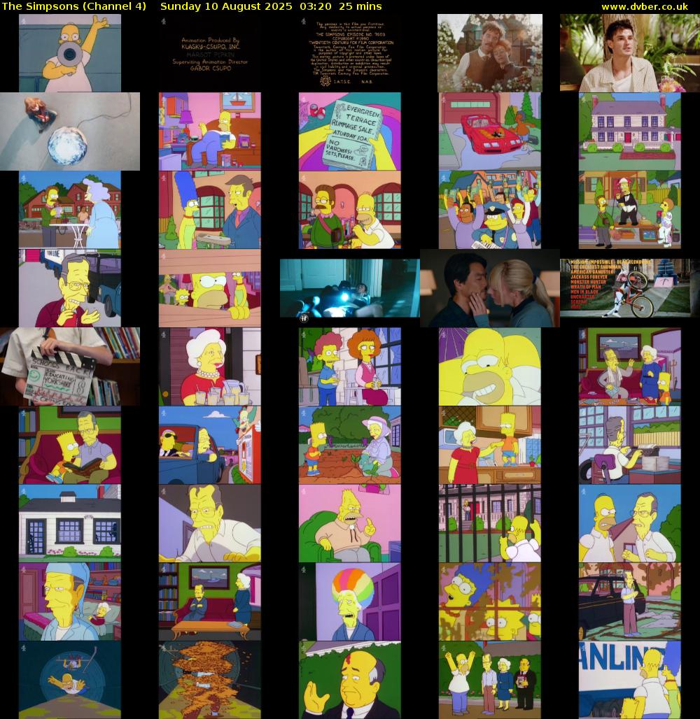 The Simpsons (Channel 4) Sunday 10 August 2025 03:20 - 03:45
