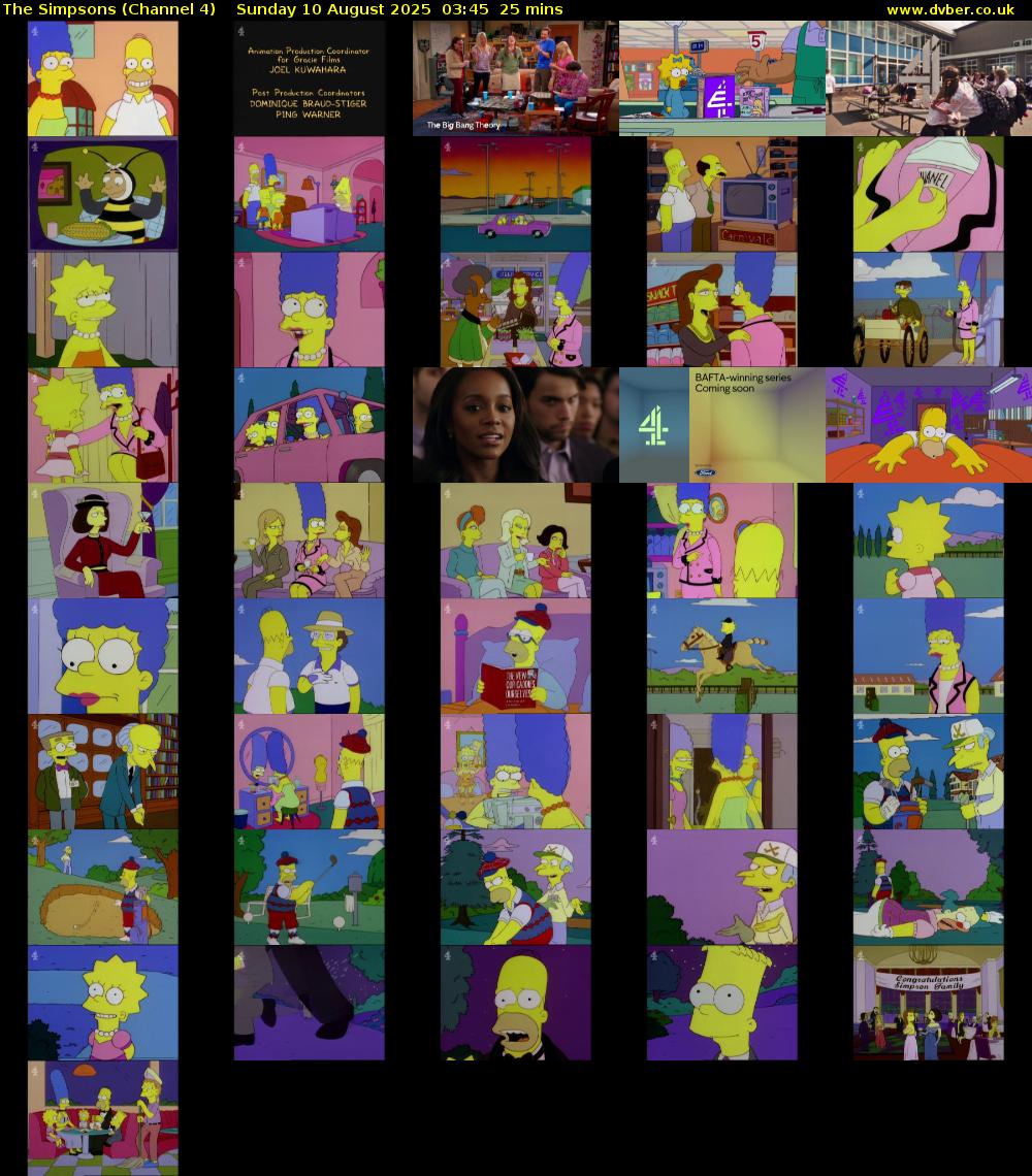 The Simpsons (Channel 4) Sunday 10 August 2025 03:45 - 04:10
