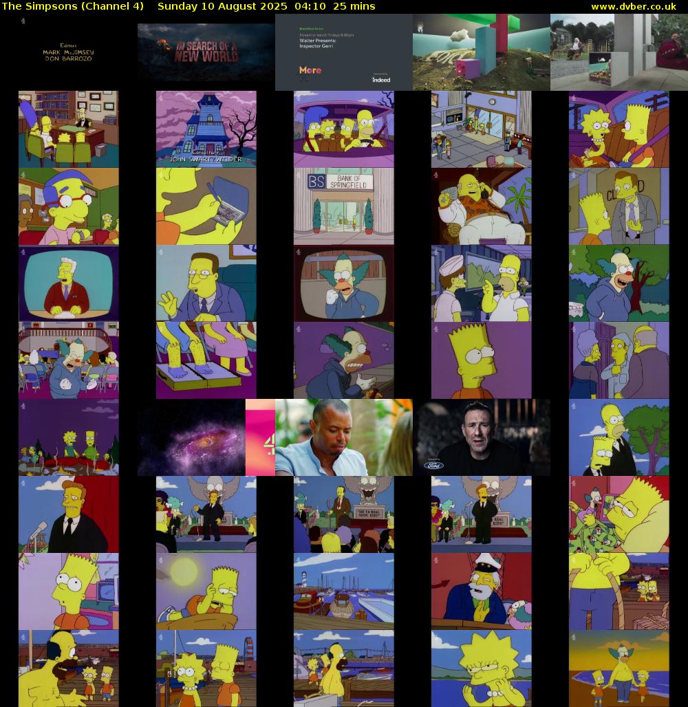 The Simpsons (Channel 4) Sunday 10 August 2025 04:10 - 04:35