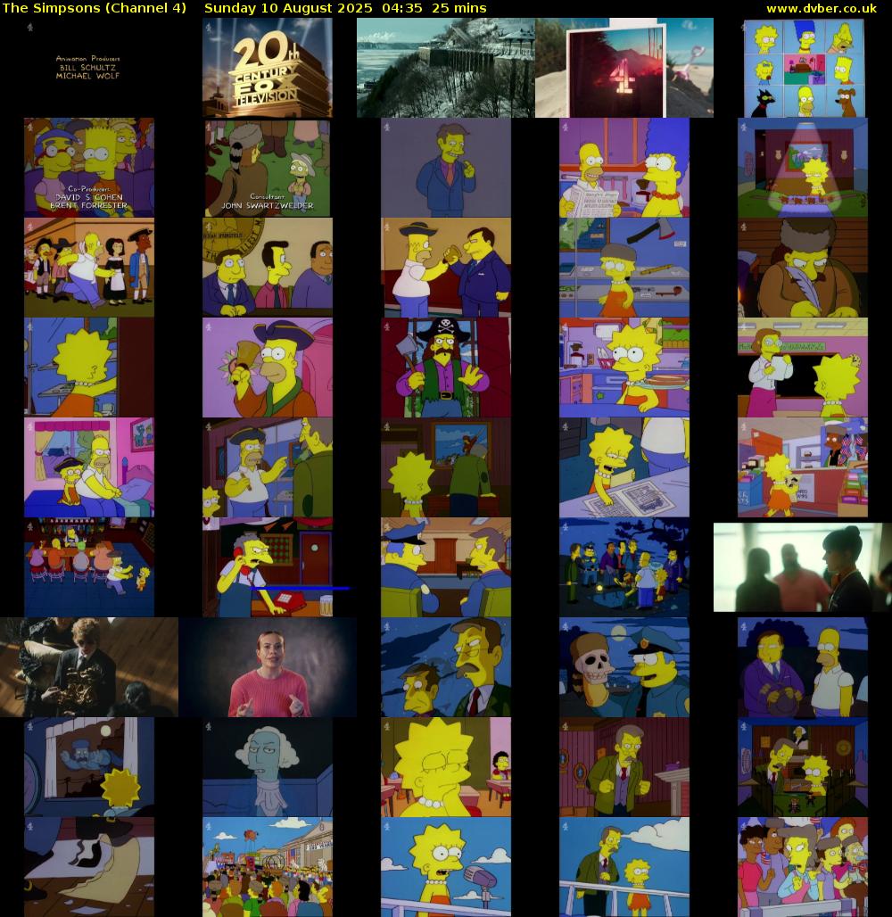 The Simpsons (Channel 4) Sunday 10 August 2025 04:35 - 05:00