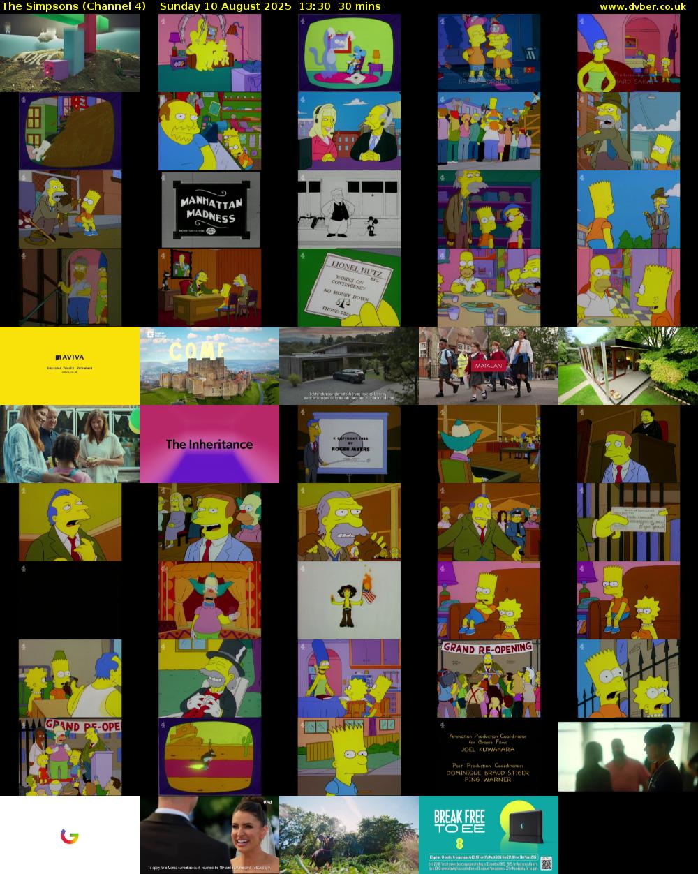 The Simpsons (Channel 4) Sunday 10 August 2025 13:30 - 14:00