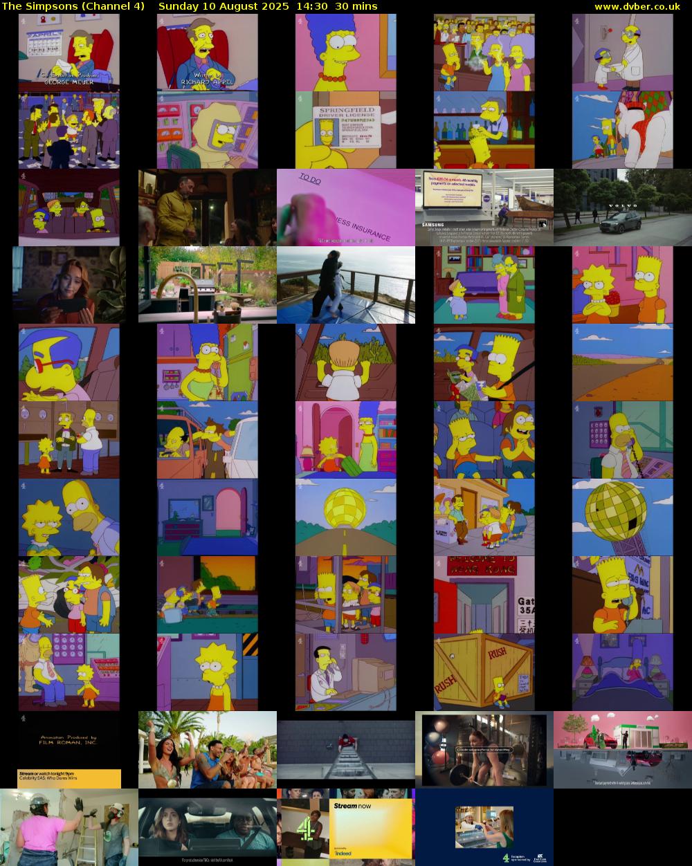 The Simpsons (Channel 4) Sunday 10 August 2025 14:30 - 15:00