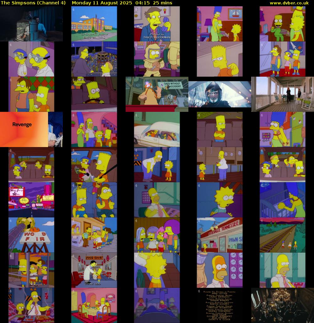 The Simpsons (Channel 4) Monday 11 August 2025 04:15 - 04:40