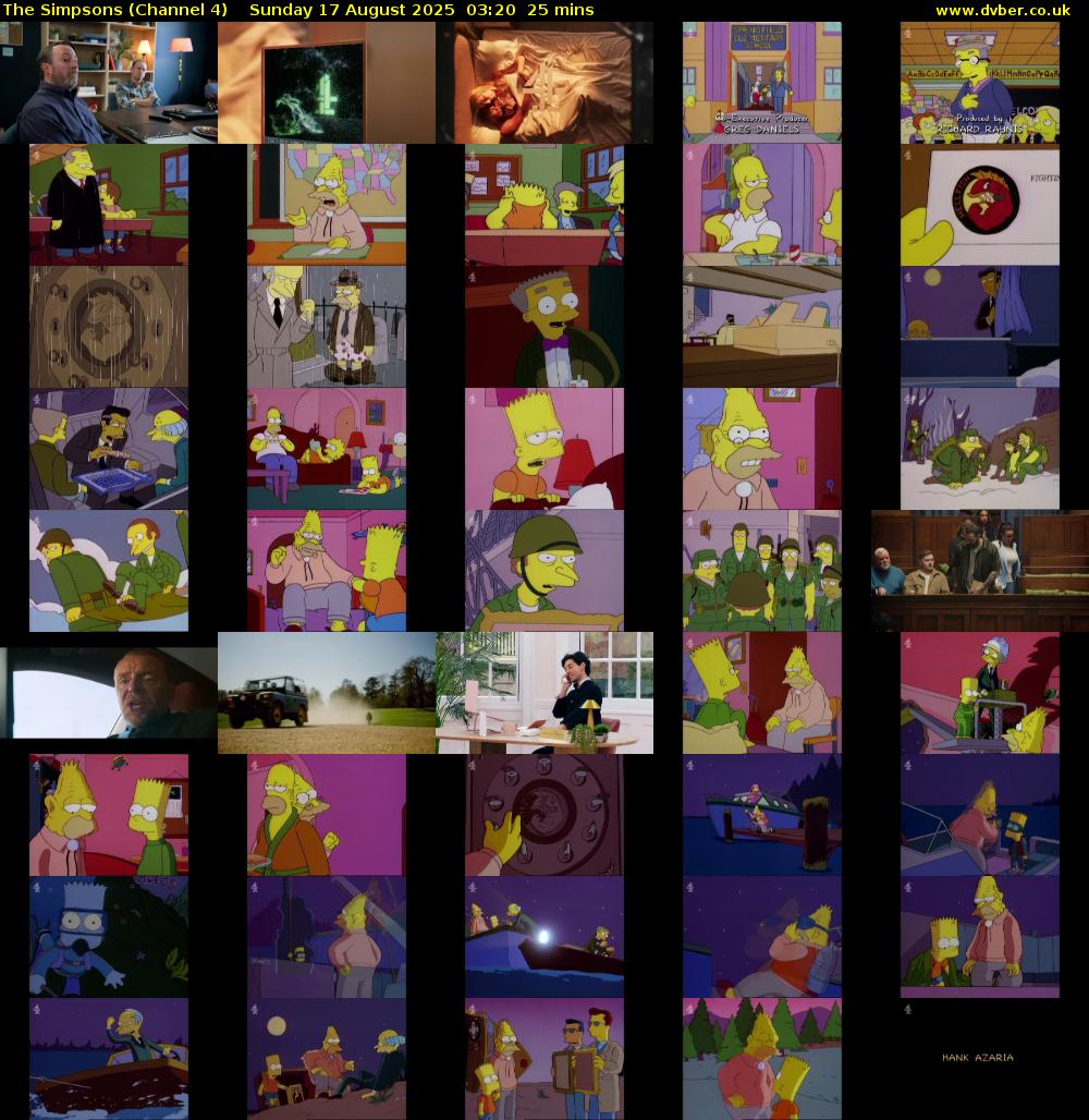 The Simpsons (Channel 4) Sunday 17 August 2025 03:20 - 03:45