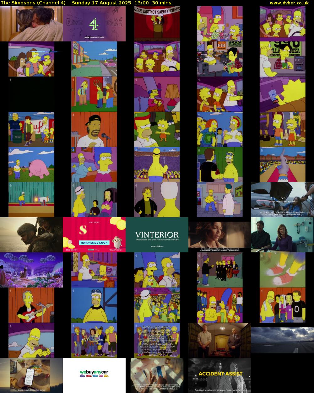 The Simpsons (Channel 4) Sunday 17 August 2025 13:00 - 13:30