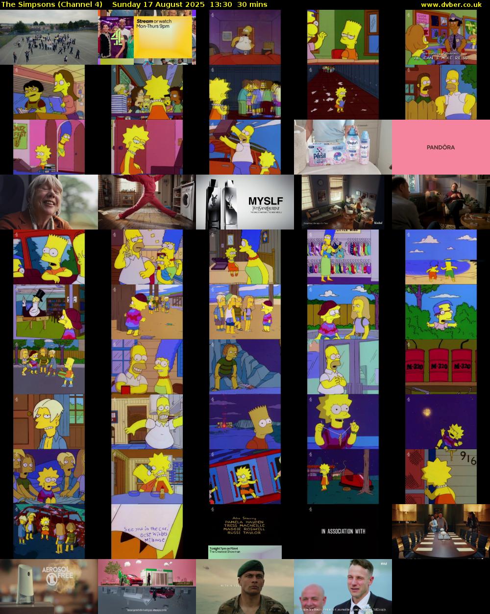 The Simpsons (Channel 4) Sunday 17 August 2025 13:30 - 14:00