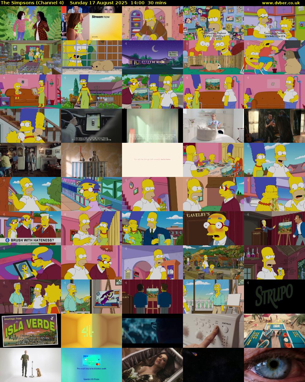 The Simpsons (Channel 4) Sunday 17 August 2025 14:00 - 14:30