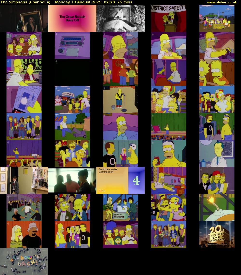 The Simpsons (Channel 4) Monday 18 August 2025 02:20 - 02:45