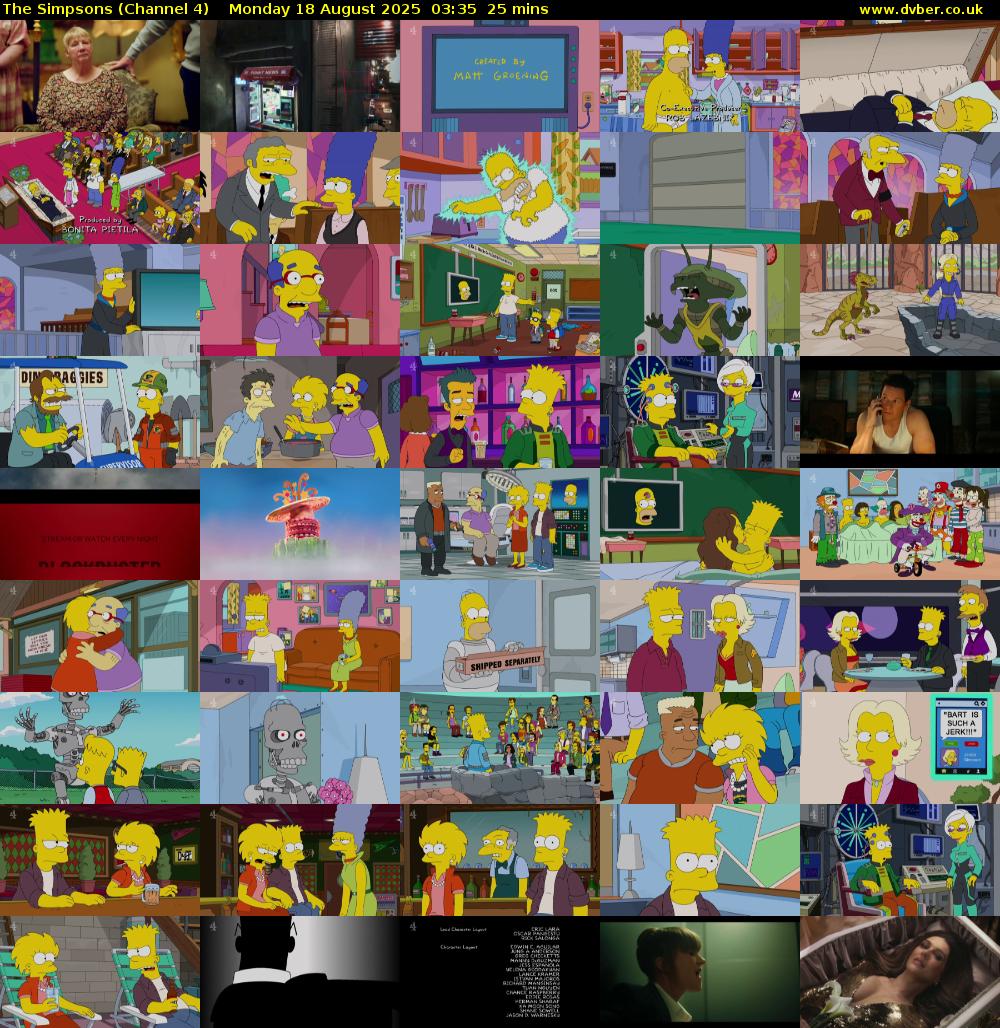 The Simpsons (Channel 4) Monday 18 August 2025 03:35 - 04:00