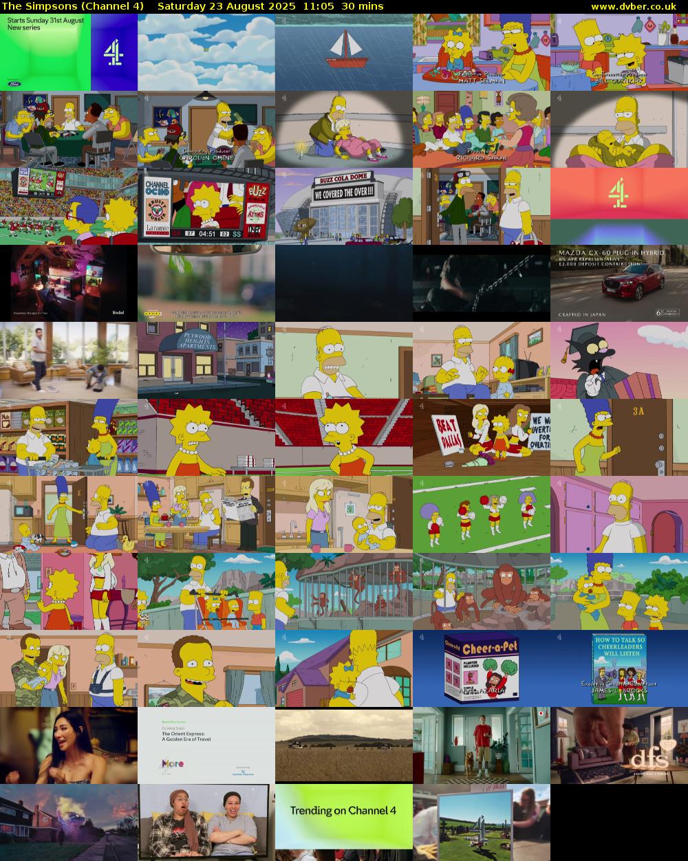 The Simpsons (Channel 4) Saturday 23 August 2025 11:05 - 11:35