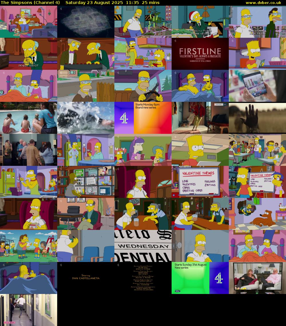 The Simpsons (Channel 4) Saturday 23 August 2025 11:35 - 12:00