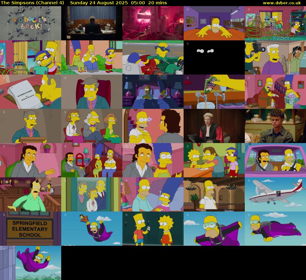 The Simpsons (Channel 4) Sunday 24 August 2025 05:00 - 05:20