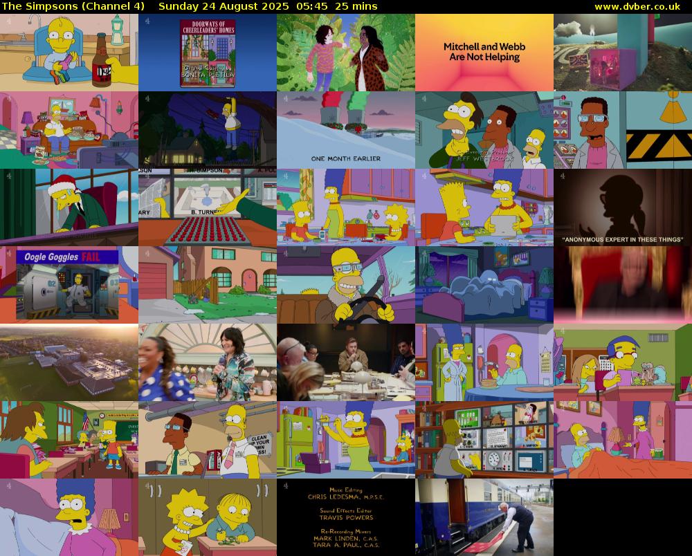 The Simpsons (Channel 4) Sunday 24 August 2025 05:45 - 06:10
