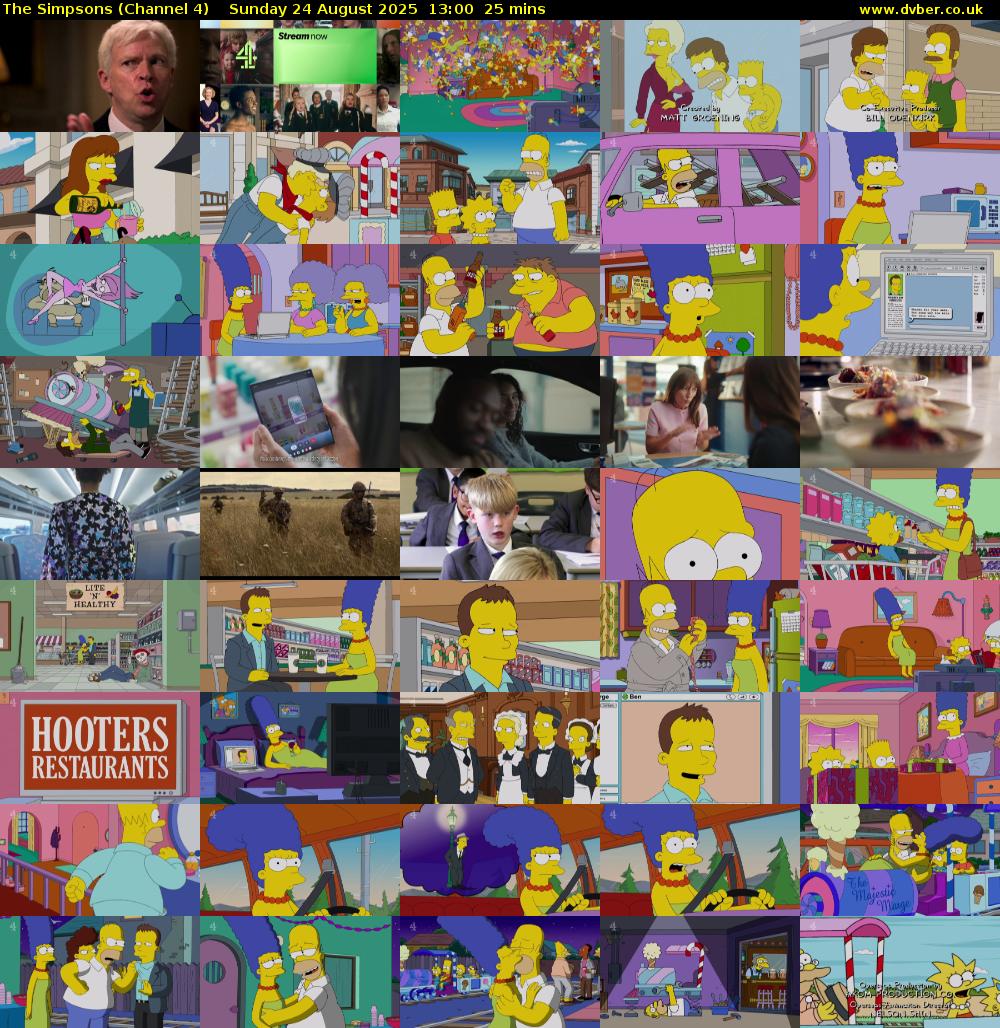 The Simpsons (Channel 4) Sunday 24 August 2025 13:00 - 13:25